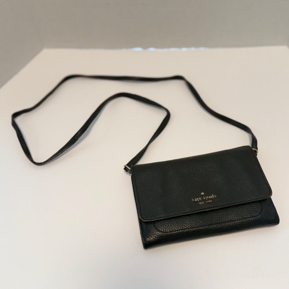 Kate Spade Black Leather Crossbody Wallet Purse